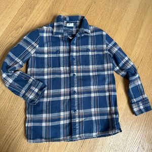 GAP Kid's Boy's Button Up Plaid Shirt Pockets Blue Small